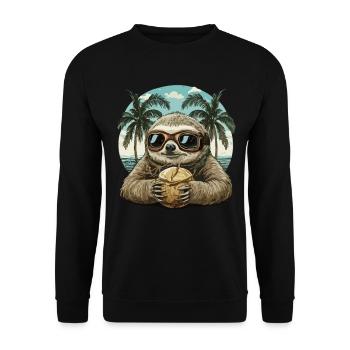Casual Tropical Dream: Sloth Style - Unisex Sweatshirt - black - Front - Alina (178cm) & Michal (187cm)