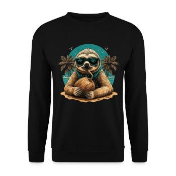 Tropen-Chill: Faultier mit Kokosnuss - Sweat-shirt Unisexe - noir - Devant - Alina (178cm) & Michal (187cm)