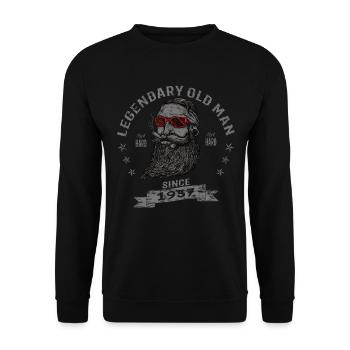 1957 Geburtstag Legendary Old Man - Unisex Pullover - Schwarz - Vorne - Alina (178cm) & Michal (187cm)