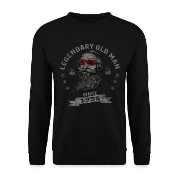 1955 Geburtstag Legendary Old Man - Unisex Pullover - Schwarz - Vorne - Alina (178cm) & Michal (187cm)