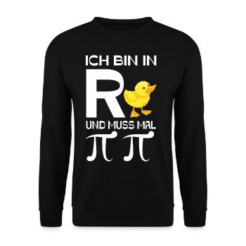 Ich bin in Rente und muss mal Pinkeln - Unisex Pullover - Schwarz - Vorne - Alina (178cm) & Michal (187cm)