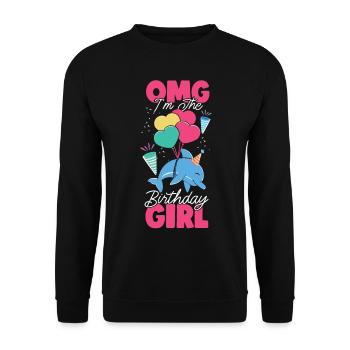 Dauphin Anniversaire Omg Je suis le - Sweat-shirt Unisexe - noir - Devant - Alina (178cm) & Michal (187cm)