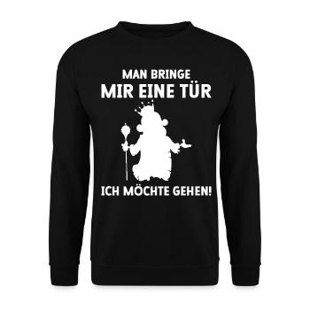 Man bringe mir eine Tür ich möchte gehen - Unisex Pullover - Schwarz - Vorne - Alina (178cm) & Michal (187cm)