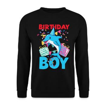 Dolphin Birthday Birthday Boy - Unisex Sweatshirt - black - Front - Alina (178cm) & Michal (187cm)