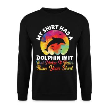 Dauphin aquarelle ma chemise a un - Sweat-shirt Unisexe - noir - Devant - Alina (178cm) & Michal (187cm)