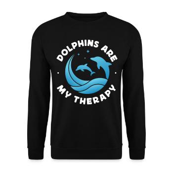 Dolphin Dolphins Are My Therapy - Unisex Pullover - Schwarz - Vorne - Alina (178cm) & Michal (187cm)
