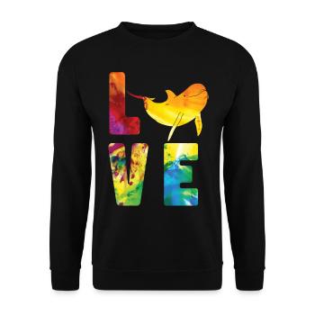 Dolphin Watercolor Love - Unisex Pullover - Schwarz - Vorne - Alina (178cm) & Michal (187cm)