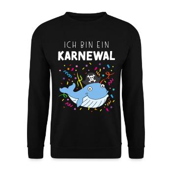 Ich bin ein Karnewal Karneval Konfetti Piraten - Unisex Pullover - Schwarz - Vorne - Alina (178cm) & Michal (187cm)