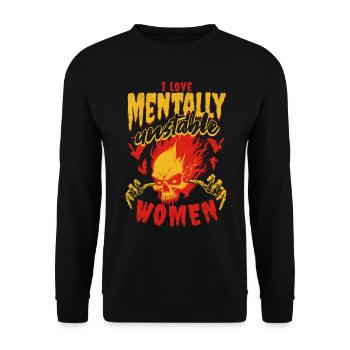J’aime les femmes mentalement instables Feu de mème ironique - Sweat-shirt Unisexe - noir - Devant - Alina (178cm) & Michal (187cm)