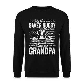 My Favorite Baker Buddy Calls Me Grandpa Baker - Unisex Sweatshirt - black - Front - Alina (178cm) & Michal (187cm)