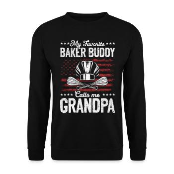 My Favorite Baker Buddy Calls Me Grandpa - Baker G - Unisex Sweatshirt - black - Front - Alina (178cm) & Michal (187cm)
