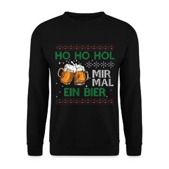 HO HO HOL MIR MAL EIN BIER Weihnachten - Unisex Pullover - Schwarz - Vorne - Alina (178cm) & Michal (187cm)