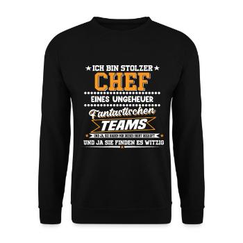 Ich Bin Stolzer Chef eines Fantastischen Teams - Unisex Pullover - Schwarz - Vorne - Alina (178cm) & Michal (187cm)