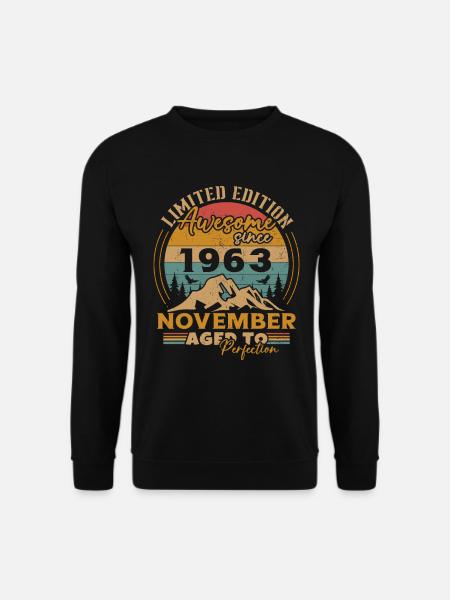 Jahrgang 1963 November Retro Geburtstagsgeschenk - Unisex Pullover - Schwarz