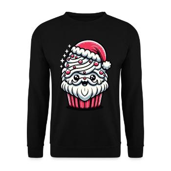 Douce salutation de Noël : Cupcake Santa - Sweat-shirt Unisexe - noir - Devant - Alina (178cm) & Michal (187cm)