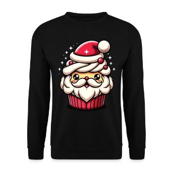 Weihnachtliche Leckerei: Santa Cupcake - Unisex Pullover - Schwarz - Vorne - Alina (178cm) & Michal (187cm)