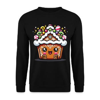 Christmas Cupcakes Gingerbread House Apron - Unisex Sweatshirt - black - Front - Alina (178cm) & Michal (187cm)