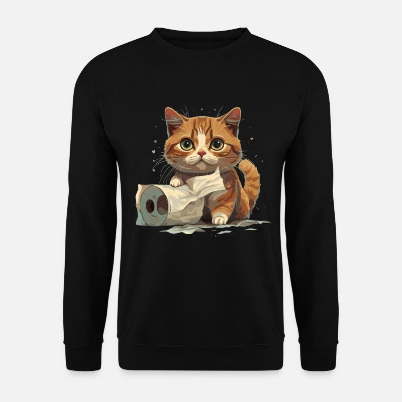 Verspieltes Kätzchen: Toilettenspaß - Unisex Pullover - Schwarz