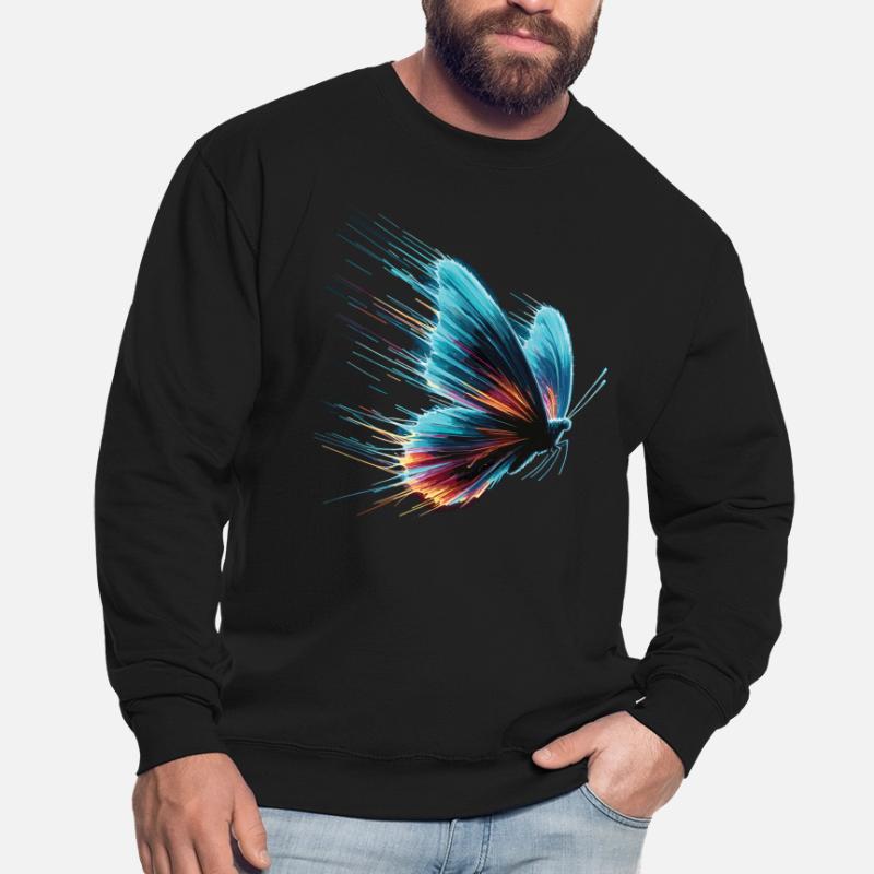 Élégance virtuelle : Papillon dans le style Pixel Sweat-shirt Unisexe