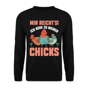 Huhn Hühnerstall Bauernhof Bauer Landwirt Hühner - Unisex Pullover - Schwarz - Vorne - Alina (178cm) & Michal (187cm)