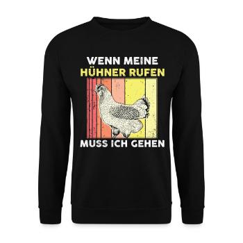 Huhn Hühnerstall Bauernhof Bauer Landwirt Hühner - Unisex Pullover - Schwarz - Vorne - Alina (178cm) & Michal (187cm)