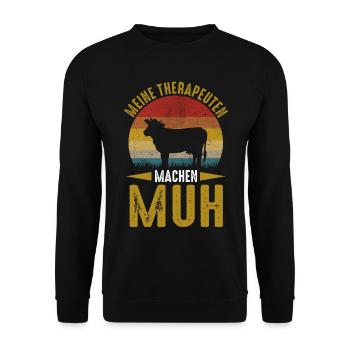 Kuh Bauernhof Kuhbauer Landwirt Rind Kühe - Unisex Pullover - Schwarz - Vorne - Alina (178cm) & Michal (187cm)