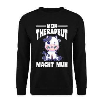 Kuh Bauernhof Kuhbauer Landwirt Rind Kühe - Unisex Pullover - Schwarz - Vorne - Alina (178cm) & Michal (187cm)