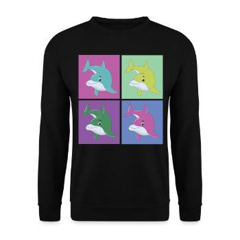 Dauphin rétro des années 80 des années 90 Vintage - Sweat-shirt Unisexe - noir - Devant - Alina (178cm) & Michal (187cm)