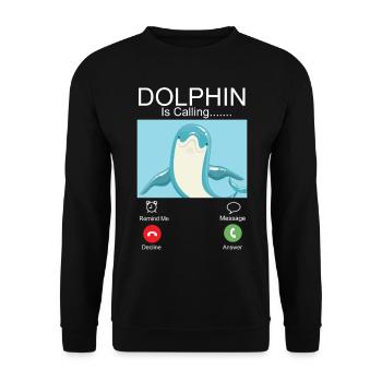 Dolphin Phone Display Dolphin Is - Unisex Sweatshirt - black - Front - Alina (178cm) & Michal (187cm)