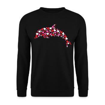 Dolphin Heart - Unisex Pullover - Schwarz - Vorne - Alina (178cm) & Michal (187cm)