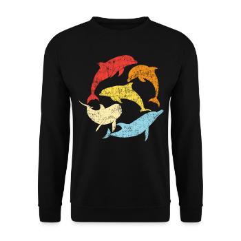 Dolphin Retro Vintage - Unisex Sweatshirt - black - Front - Alina (178cm) & Michal (187cm)