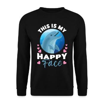Dolphin This Is My Happy Face - Unisex Pullover - Schwarz - Vorne - Alina (178cm) & Michal (187cm)