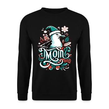 Moin Möwe Moin Sprüche Hamburg Moin Dialekt - Unisex Pullover - Schwarz - Vorne - Alina (178cm) & Michal (187cm)