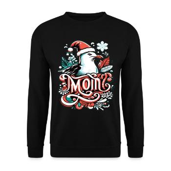 Moin Möwe Moin Sprüche Hamburg Moin Dialekt - Unisex Pullover - Schwarz - Vorne - Alina (178cm) & Michal (187cm)