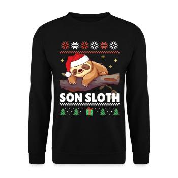 Son Sloth: Cute Sloth Xmas Ugly Christmas - Unisex Sweatshirt - black - Front - Alina (178cm) & Michal (187cm)
