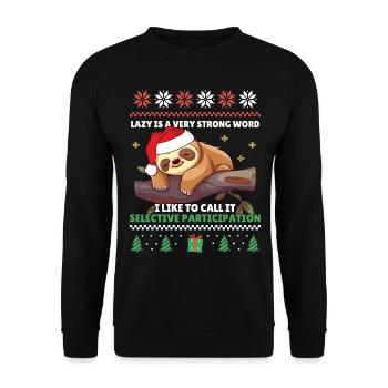 Selective Participated - Faultier Ugly Christmas - Unisex Pullover - Schwarz - Vorne - Alina (178cm) & Michal (187cm)