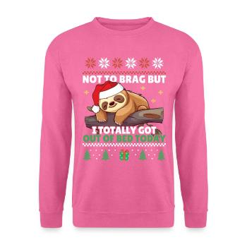 I totally got out of Bed - Faultier Ugly Christmas - Unisex Pullover - Pink - Vorne