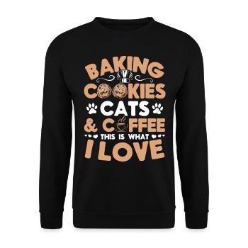 Chat Propriétaire Pâtissier Chef Confiseur Cuisson Cookie - Sweat-shirt Unisexe - noir - Devant - Alina (178cm) & Michal (187cm)