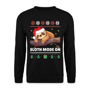 Sloth Mode On - Cute Sloth Xmas Ugly Christmas - Unisex Sweatshirt - black - Front - Alina (178cm) & Michal (187cm)
