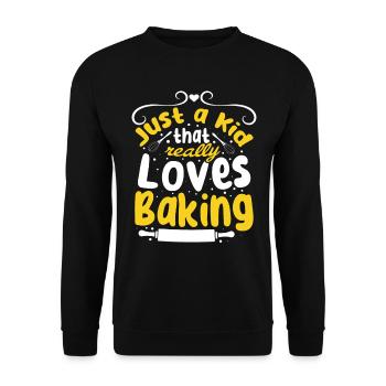 Just A Kid That Really Loves Baking - Baking Kids - Unisex Sweatshirt - black - Front - Alina (178cm) & Michal (187cm)