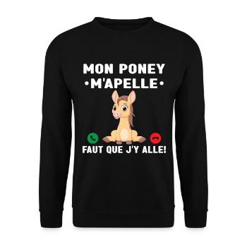 Mon Poney M'Apelle Pilote De Poney Cadeau Poney - Sweat-shirt Unisexe - noir - Devant - Alina (178cm) & Michal (187cm)