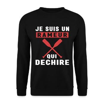 Je Suis Un Rameur qui déchire Humour Avironneur - Sweat-shirt Unisexe - noir - Devant - Alina (178cm) & Michal (187cm)