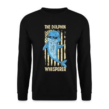 Dolphin American Flag The Dolphin - Unisex Pullover - Schwarz - Vorne - Alina (178cm) & Michal (187cm)
