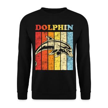 Dolphin Retro Vintage Dolphin - Unisex Pullover - Schwarz - Vorne - Alina (178cm) & Michal (187cm)