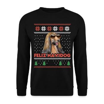 Cool Afghan Hound Dog Feliz Navidog Noël moche - Sweat-shirt Unisexe - noir - Devant - Alina (178cm) & Michal (187cm)