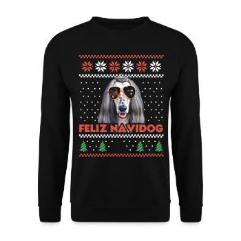 Cool Afghan Hound Dog Feliz Navidog Noël moche - Sweat-shirt Unisexe - noir - Devant - Alina (178cm) & Michal (187cm)