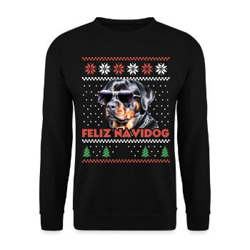 Cool Rottweiler Chien Feliz Navidog Noël moche - Sweat-shirt Unisexe - noir - Devant - Alina (178cm) & Michal (187cm)