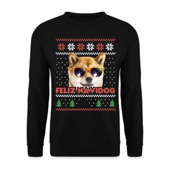 Cool Akita Inu Chien Feliz Navidog Noël moche - Sweat-shirt Unisexe - noir - Devant - Alina (178cm) & Michal (187cm)