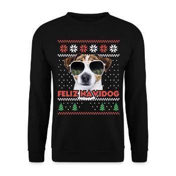 Jack Russel Terrier - Feliz Navidog Ugly Christmas - Sweat-shirt Unisexe - noir - Devant - Alina (178cm) & Michal (187cm)