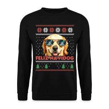 Golden Retriever Chien Feliz Navidog Noël moche - Sweat-shirt Unisexe - noir - Devant - Alina (178cm) & Michal (187cm)